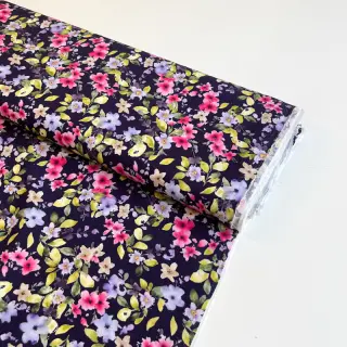 Viszkóz RADIANCE Flower Uma navy digital print
