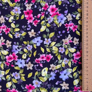 Viszkóz RADIANCE Flower Uma navy digital print