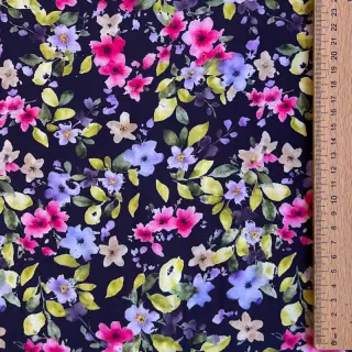 Viszkóz RADIANCE Flower Uma navy digital print
