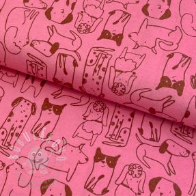 Pamutvászon FLANNEL Dogs pink