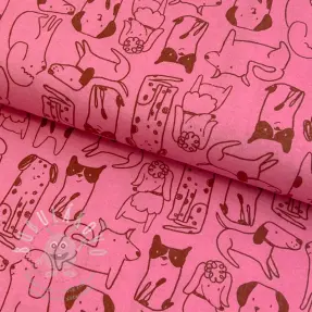 Pamutvászon FLANNEL Dogs pink