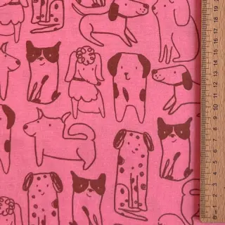 Pamutvászon FLANNEL Dogs pink