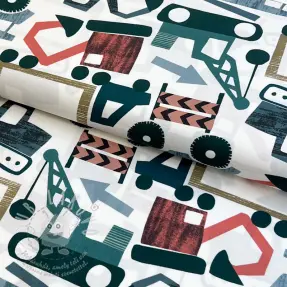Pamutvászon Vehicles off white digital print