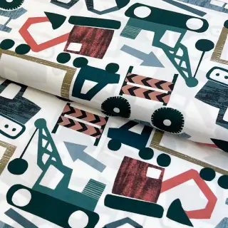 Pamutvászon Vehicles off white digital print