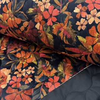 Steppelt anyag VELVET Flower flame orange