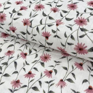 Dupla géz/muszlin Flowers Simone digital print ORGANIC