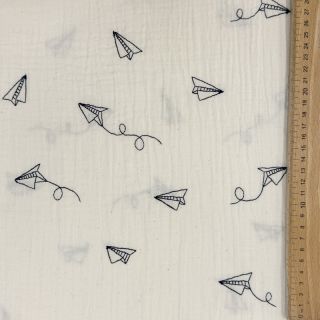 Dupla géz/muszlin EMBROIDERY Paper plane natural