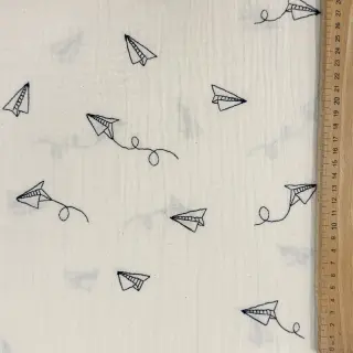 Dupla géz/muszlin EMBROIDERY Paper plane natural