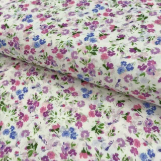Dupla géz/muszlin Flower Michaela off white digital print