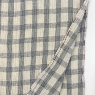 Dupla géz/muszlin LINEN YARN DYED Checks grey natural