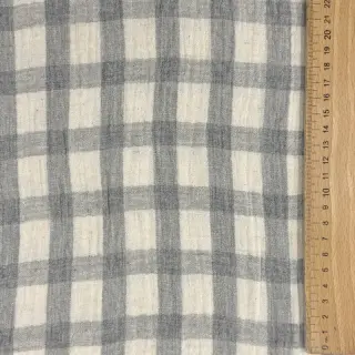 Dupla géz/muszlin LINEN YARN DYED Checks grey natural