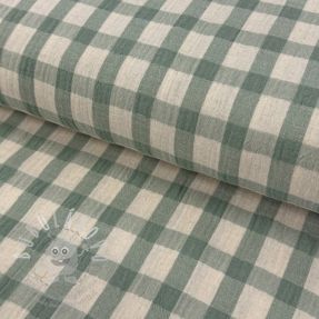 Dupla géz/muszlin LINEN YARN DYED Checks sage natural