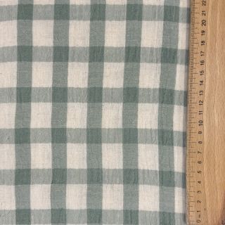 Dupla géz/muszlin LINEN YARN DYED Checks sage natural