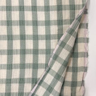 Dupla géz/muszlin LINEN YARN DYED Checks sage natural