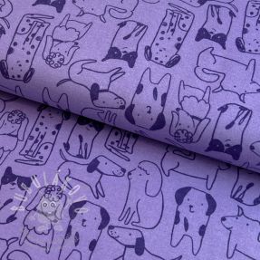 Pamutvászon FLANNEL Dogs purple