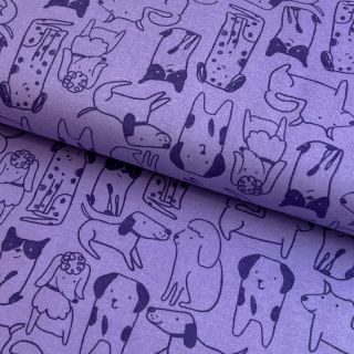 Pamutvászon FLANNEL Dogs purple