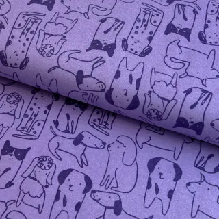 Pamutvászon FLANNEL Dogs purple