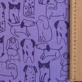 Pamutvászon FLANNEL Dogs purple