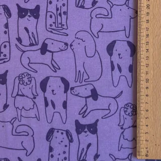 Pamutvászon FLANNEL Dogs purple