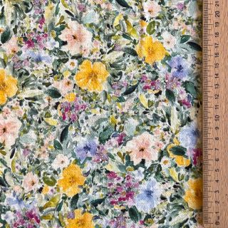 Viszkóz lenvászonnal CREPE Flowers Simi digital print