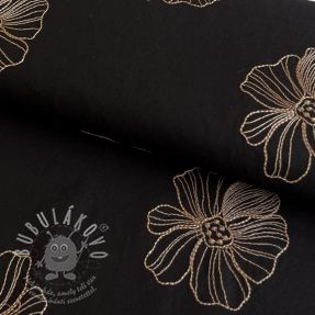 Viszkóz lenvászonnal EMBROIDERY Flower Maya black