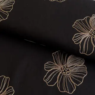 Viszkóz lenvászonnal EMBROIDERY Flower Maya black