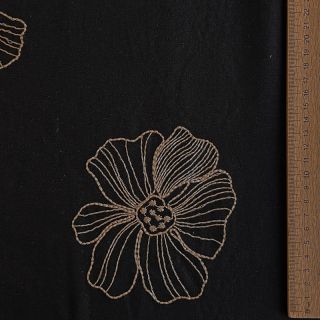Viszkóz lenvászonnal EMBROIDERY Flower Maya black