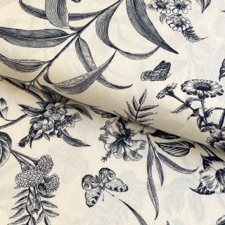 Viszkóz lenvászonnal Floweria navy