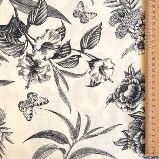 Viszkóz lenvászonnal Floweria navy