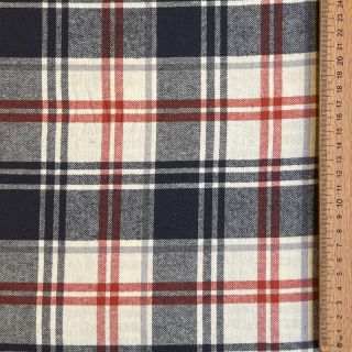 Pamutvászon YARN DYED CHECK BRUSHED navy brick