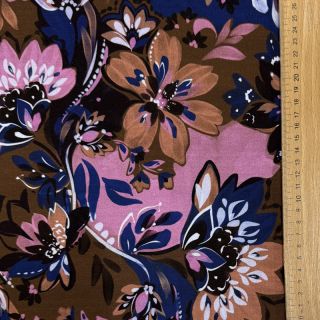 Szabadidő anyag Flowers Mici brown digital print