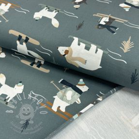 Szabadidő anyag Winter animals sage digital print
