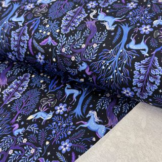 Szabadidő anyag Forest animals navy digital print