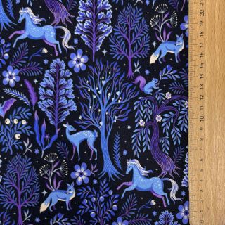 Szabadidő anyag Forest animals navy digital print