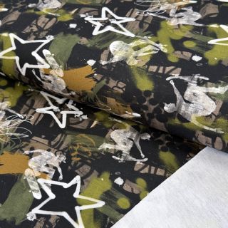 Szabadidő anyag Graffiti army green digital print