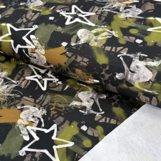 Szabadidő anyag Graffiti army green digital print