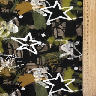 Szabadidő anyag Graffiti army green digital print