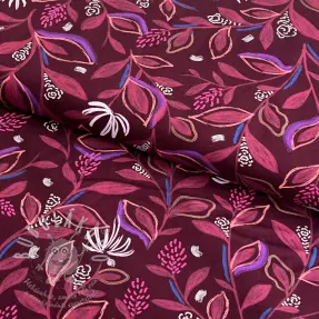 Pamutvászon Leaves bordeaux digital print