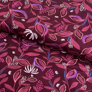 Pamutvászon Leaves bordeaux digital print