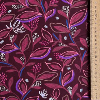 Pamutvászon Leaves bordeaux digital print
