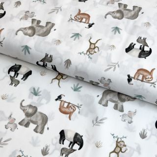 Pamutvászon Safari off white digital print