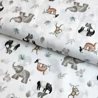 Pamutvászon Safari off white digital print