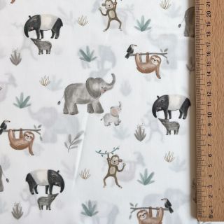 Pamutvászon Safari off white digital print