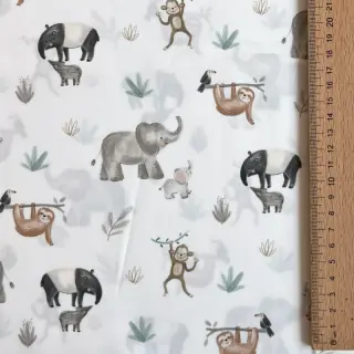 Pamutvászon Safari off white digital print