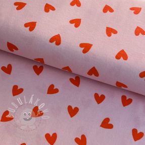 Pamutvászon FLANNEL Hearts pink