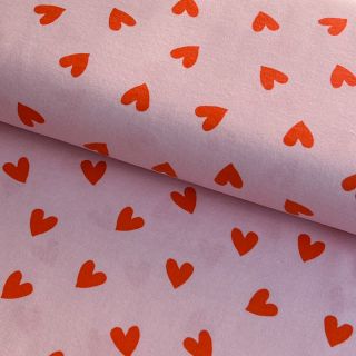 Pamutvászon FLANNEL Hearts pink