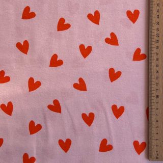 Pamutvászon FLANNEL Hearts pink