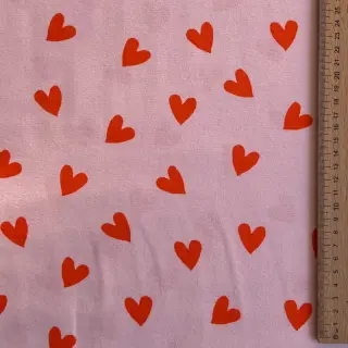 Pamutvászon FLANNEL Hearts pink