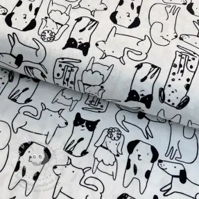 Pamutvászon FLANNEL Dogs off white