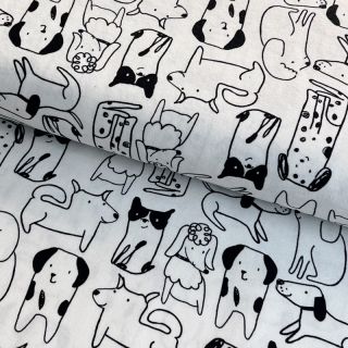 Pamutvászon FLANNEL Dogs off white